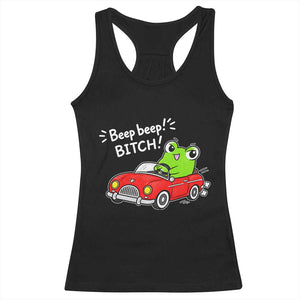 Beep Beep Frog Racerback Tank Top Funny Driving Frog Red Convertible Car Graphic TS10 Black Print Your Wear