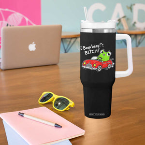Beep Beep Frog Tumbler With Handle Funny Driving Frog Red Convertible Car Graphic TS10 Print Your Wear