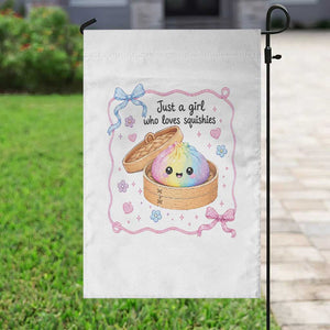 Just A Girl Who Loves Squishies Garden Flag Cute Dumpling Graphic Coquette Bow Girls TS10 Print Your Wear