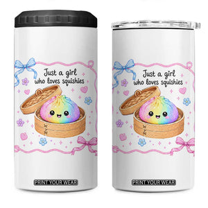 Just A Girl Who Loves Squishies 4 in 1 Can Cooler Tumbler Cute Dumpling Graphic Coquette Bow Girls TS10 One Size: 16 oz White Print Your Wear