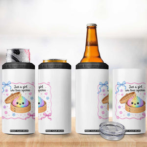 Just A Girl Who Loves Squishies 4 in 1 Can Cooler Tumbler Cute Dumpling Graphic Coquette Bow Girls TS10 Print Your Wear