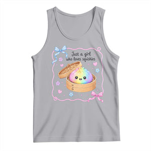 Just A Girl Who Loves Squishies Tank Top Cute Dumpling Graphic Coquette Bow Girls TS10 Athletic Heather Print Your Wear