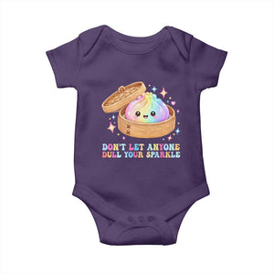 Dont Let Anyone Dull Your Sparkle Cute Rainbow Dumpling Squishy Graphic Baby Onesie TS10 Purple Print Your Wear