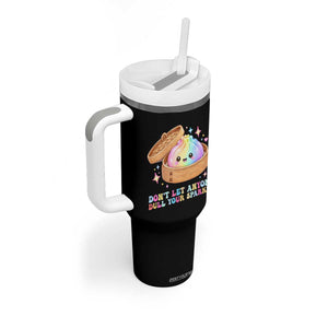 Dont Let Anyone Dull Your Sparkle Cute Rainbow Dumpling Squishy Graphic Tumbler With Handle