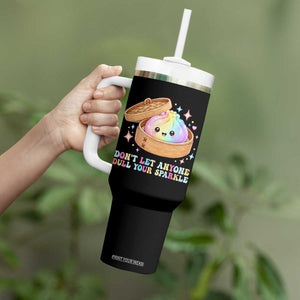 Dont Let Anyone Dull Your Sparkle Cute Rainbow Dumpling Squishy Graphic Tumbler With Handle