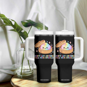 Dont Let Anyone Dull Your Sparkle Cute Rainbow Dumpling Squishy Graphic Tumbler With Handle