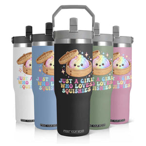 Just A Girl Who Loves Squishies Flip Straw Tumbler Cute Rainbow Dumpling Squishy Graphic