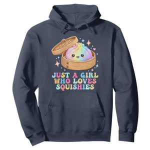 Just A Girl Who Loves Squishies Hoodie Cute Rainbow Dumpling Squishy Graphic TS10 Navy Print Your Wear