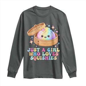 Just A Girl Who Loves Squishies Long Sleeve Shirt Cute Rainbow Dumpling Squishy Graphic TS10 Dark Heather Print Your Wear