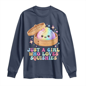 Just A Girl Who Loves Squishies Long Sleeve Shirt Cute Rainbow Dumpling Squishy Graphic TS10 Navy Print Your Wear