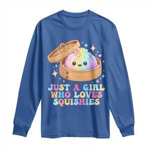 Just A Girl Who Loves Squishies Long Sleeve Shirt Cute Rainbow Dumpling Squishy Graphic TS10 Royal Blue Print Your Wear