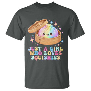 Just A Girl Who Loves Squishies T Shirt Cute Rainbow Dumpling Squishy Graphic TS10 Dark Heather Print Your Wear