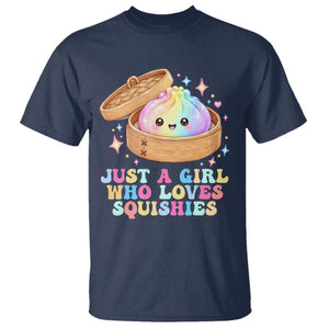 Just A Girl Who Loves Squishies T Shirt Cute Rainbow Dumpling Squishy Graphic TS10 Navy Print Your Wear