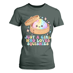 Just A Girl Who Loves Squishies T Shirt For Women Cute Rainbow Dumpling Squishy Graphic TS10 Dark Forest Green Print Your Wear