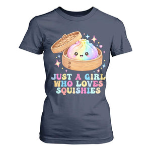 Just A Girl Who Loves Squishies T Shirt For Women Cute Rainbow Dumpling Squishy Graphic TS10 Navy Print Your Wear