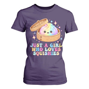 Just A Girl Who Loves Squishies T Shirt For Women Cute Rainbow Dumpling Squishy Graphic TS10 Purple Print Your Wear
