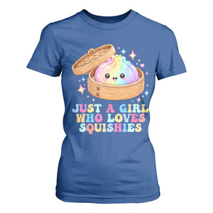 Just A Girl Who Loves Squishies T Shirt For Women Cute Rainbow Dumpling Squishy Graphic TS10 Royal Blue Print Your Wear