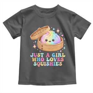 Just A Girl Who Loves Squishies Toddler T Shirt Cute Rainbow Dumpling Squishy Graphic TS10 Dark Heather Print Your Wear
