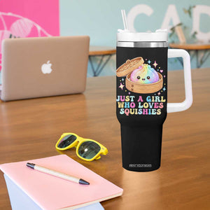 Just A Girl Who Loves Squishies Tumbler With Handle Cute Rainbow Dumpling Squishy Graphic