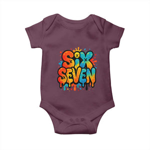 Fun Six Seven Graffiti Baby Onesie Funny 67 Meme Gen Alpha Slang Streetwear Hip Hop TS10 Maroon Print Your Wear