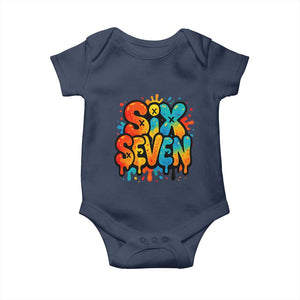 Fun Six Seven Graffiti Baby Onesie Funny 67 Meme Gen Alpha Slang Streetwear Hip Hop TS10 Navy Print Your Wear