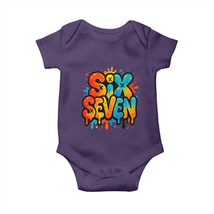 Fun Six Seven Graffiti Baby Onesie Funny 67 Meme Gen Alpha Slang Streetwear Hip Hop TS10 Purple Print Your Wear