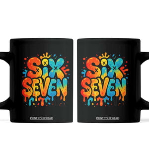Fun Six Seven Graffiti Coffee Mug Funny 67 Meme Gen Alpha Slang Streetwear Hip Hop TS10 Black Print Your Wear