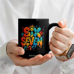 Fun Six Seven Graffiti Coffee Mug Funny 67 Meme Gen Alpha Slang Streetwear Hip Hop TS10 Print Your Wear