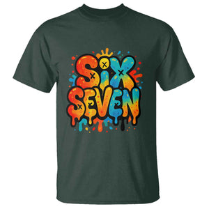Fun Six Seven Graffiti T Shirt Funny 67 Meme Gen Alpha Slang Streetwear Hip Hop TS10 Dark Forest Green Print Your Wear