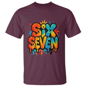 Fun Six Seven Graffiti T Shirt Funny 67 Meme Gen Alpha Slang Streetwear Hip Hop TS10 Maroon Print Your Wear
