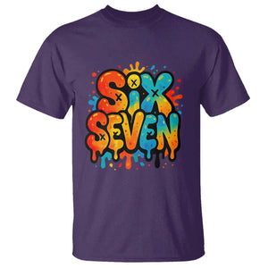 Fun Six Seven Graffiti T Shirt Funny 67 Meme Gen Alpha Slang Streetwear Hip Hop TS10 Purple Print Your Wear