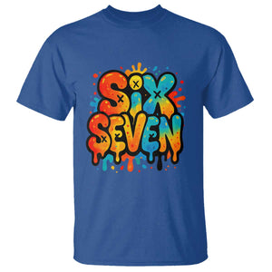 Fun Six Seven Graffiti T Shirt Funny 67 Meme Gen Alpha Slang Streetwear Hip Hop TS10 Royal Blue Print Your Wear