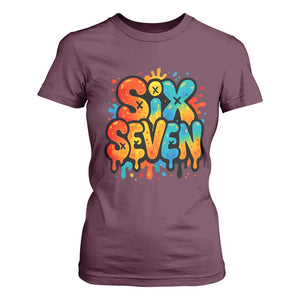 Fun Six Seven Graffiti T Shirt For Women Funny 67 Meme Gen Alpha Slang Streetwear Hip Hop TS10 Maroon Print Your Wear