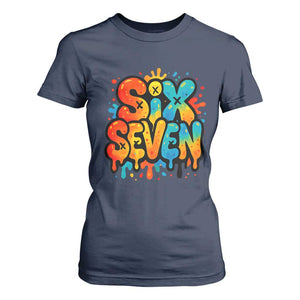 Fun Six Seven Graffiti T Shirt For Women Funny 67 Meme Gen Alpha Slang Streetwear Hip Hop TS10 Navy Print Your Wear