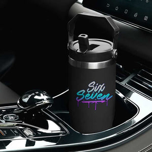Fun Six Seven Flip Straw Tumbler Funny 6 7 Meme Gen Alpha Slang Streetwear Gradient TS10 Print Your Wear