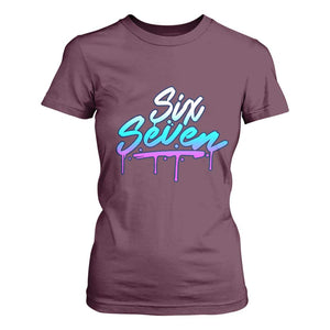 Fun Six Seven T Shirt For Women Funny 6 7 Meme Gen Alpha Slang Streetwear Gradient TS10 Maroon Print Your Wear