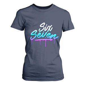 Fun Six Seven T Shirt For Women Funny 6 7 Meme Gen Alpha Slang Streetwear Gradient TS10 Navy Print Your Wear