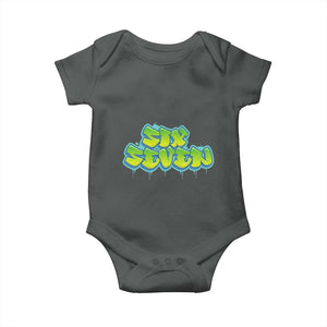 67 Meme Baby Onesie Six Seven Funny Gen Alpha Slang Saying TS10 Dark Heather Print Your Wear