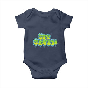 67 Meme Baby Onesie Six Seven Funny Gen Alpha Slang Saying TS10 Navy Print Your Wear