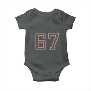 Number 67 Meme Baby Onesie Funny Six Seven Varsity Sports Team Jersey TS10 Dark Heather Print Your Wear