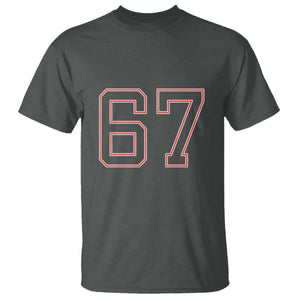 Number 67 Meme T Shirt Funny Six Seven Varsity Sports Team Jersey TS10 Dark Heather Print Your Wear