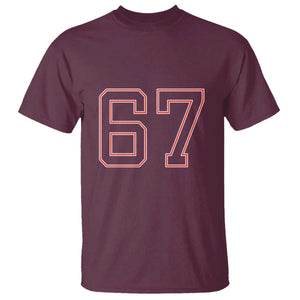 Number 67 Meme T Shirt Funny Six Seven Varsity Sports Team Jersey TS10 Maroon Print Your Wear