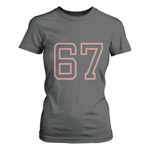 Number 67 Meme T Shirt For Women Funny Six Seven Varsity Sports Team Jersey TS10 Dark Heather Print Your Wear