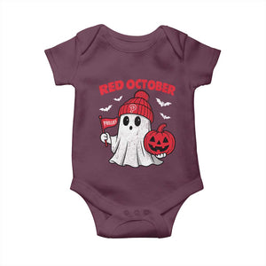 Red October Halloween Ghost Baby Onesie Philadelphia Spooky Pumpkin Baseball Fan TS10 Maroon Print Your Wear