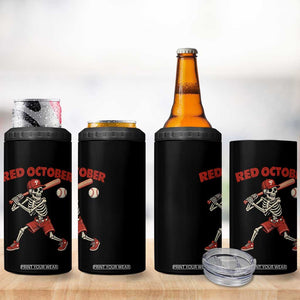 Red October Skeleton Baseball 4 in 1 Can Cooler Tumbler Philadelphia Halloween Costume Funny TS10 Print Your Wear
