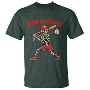 Red October Skeleton Baseball T Shirt Philadelphia Halloween Costume Funny TS10 Dark Forest Green Print Your Wear