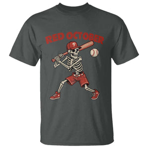 Red October Skeleton Baseball T Shirt Philadelphia Halloween Costume Funny TS10 Dark Heather Print Your Wear