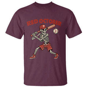 Red October Skeleton Baseball T Shirt Philadelphia Halloween Costume Funny TS10 Maroon Print Your Wear