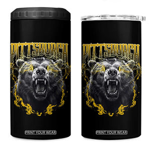 Vintage Pittsburgh 4 in 1 Can Cooler Tumbler Retro Sports Fan Wild Bear Mascot Streetwear Bootleg TS10 One Size: 16 oz Black Print Your Wear