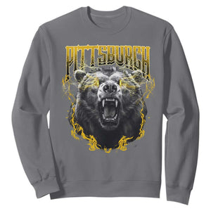 Vintage Pittsburgh Sweatshirt Retro Sports Fan Wild Bear Mascot Streetwear Bootleg TS10 Charcoal Print Your Wear